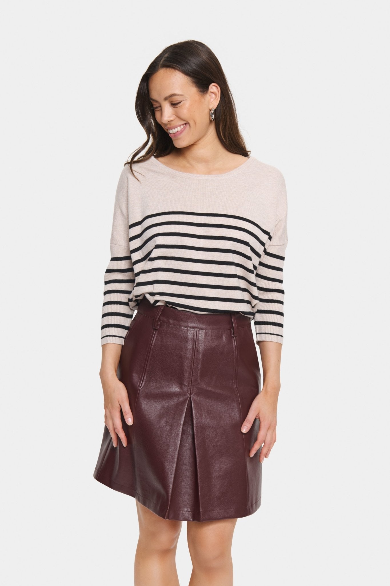 picture of Saint Tropez Mila R - Neck Pullover Gray Morning Stripe - Number Two - womens - fashion - ethical - clothing -