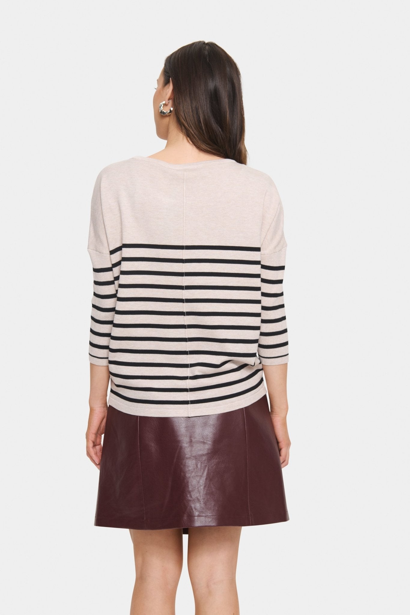 picture of Saint Tropez Mila R - Neck Pullover Gray Morning Stripe - Number Two - womens - fashion - ethical - clothing -