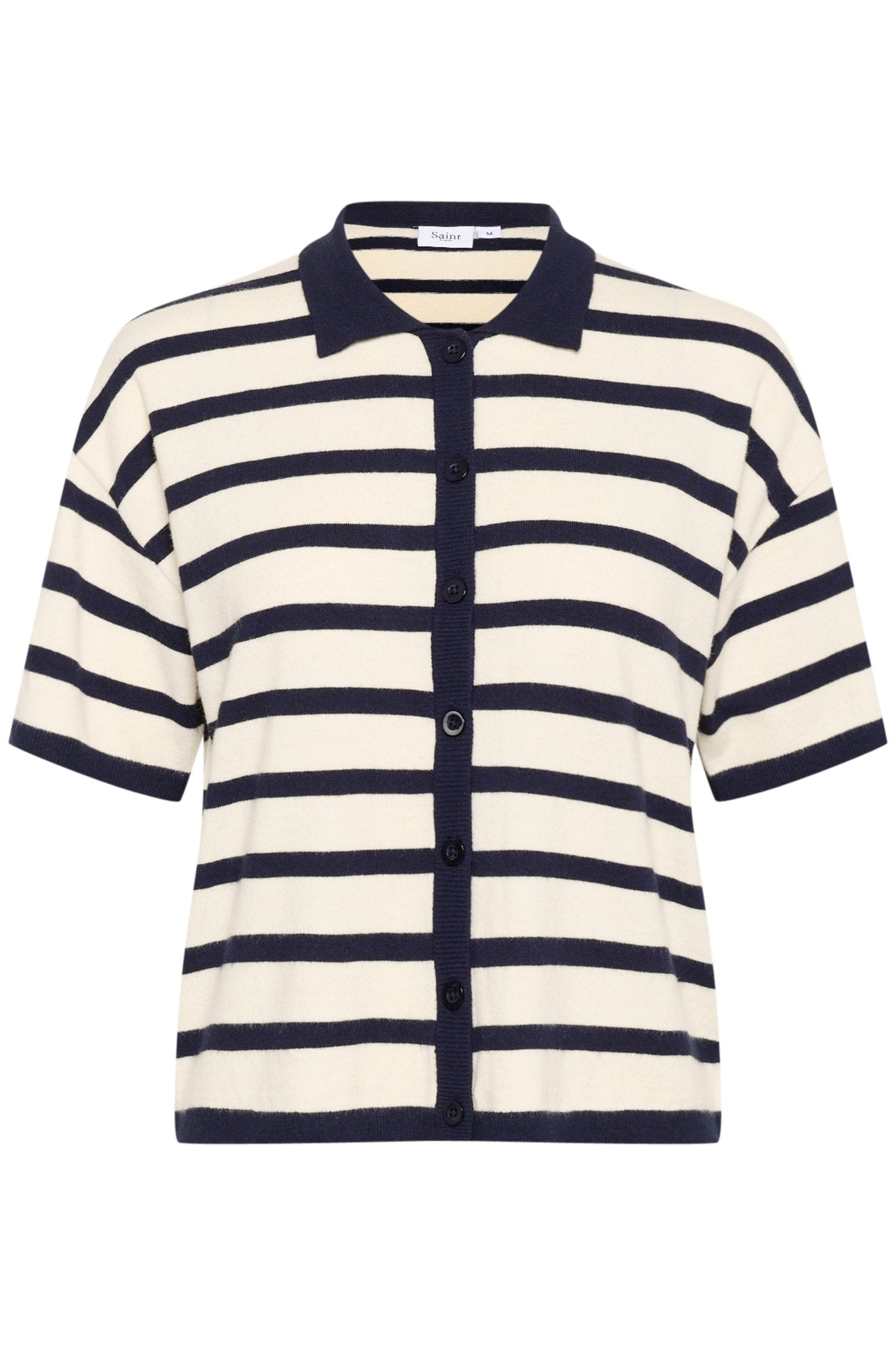 picture of Saint Tropez Likam Polo Cardigan - Winter White/Night Sky - Number Two - womens - fashion - ethical - clothing -