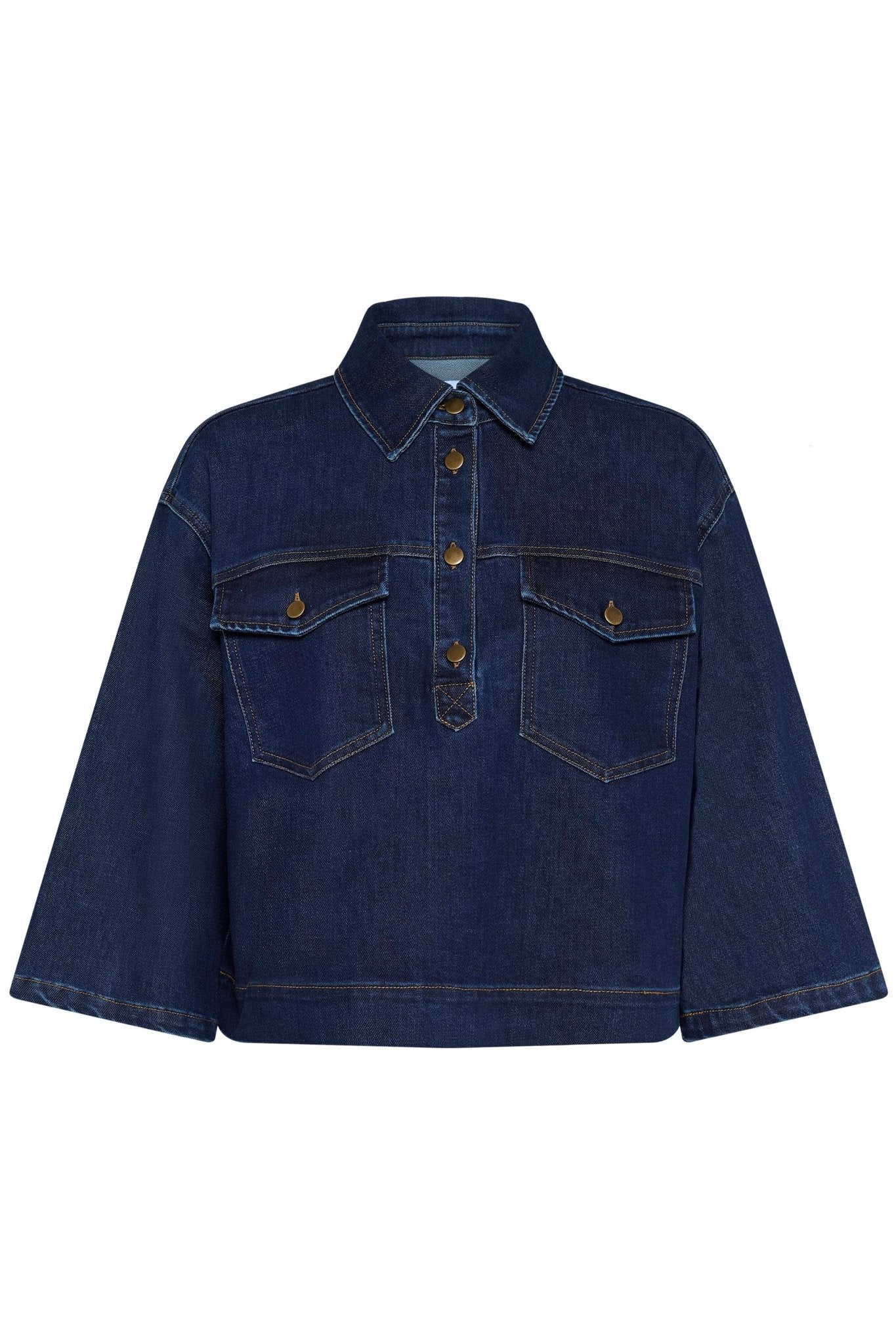 picture of Saint Tropez Loesa Denim Shirt - Dark Blue Denim - Number Two - womens - fashion - ethical - clothing - Saint