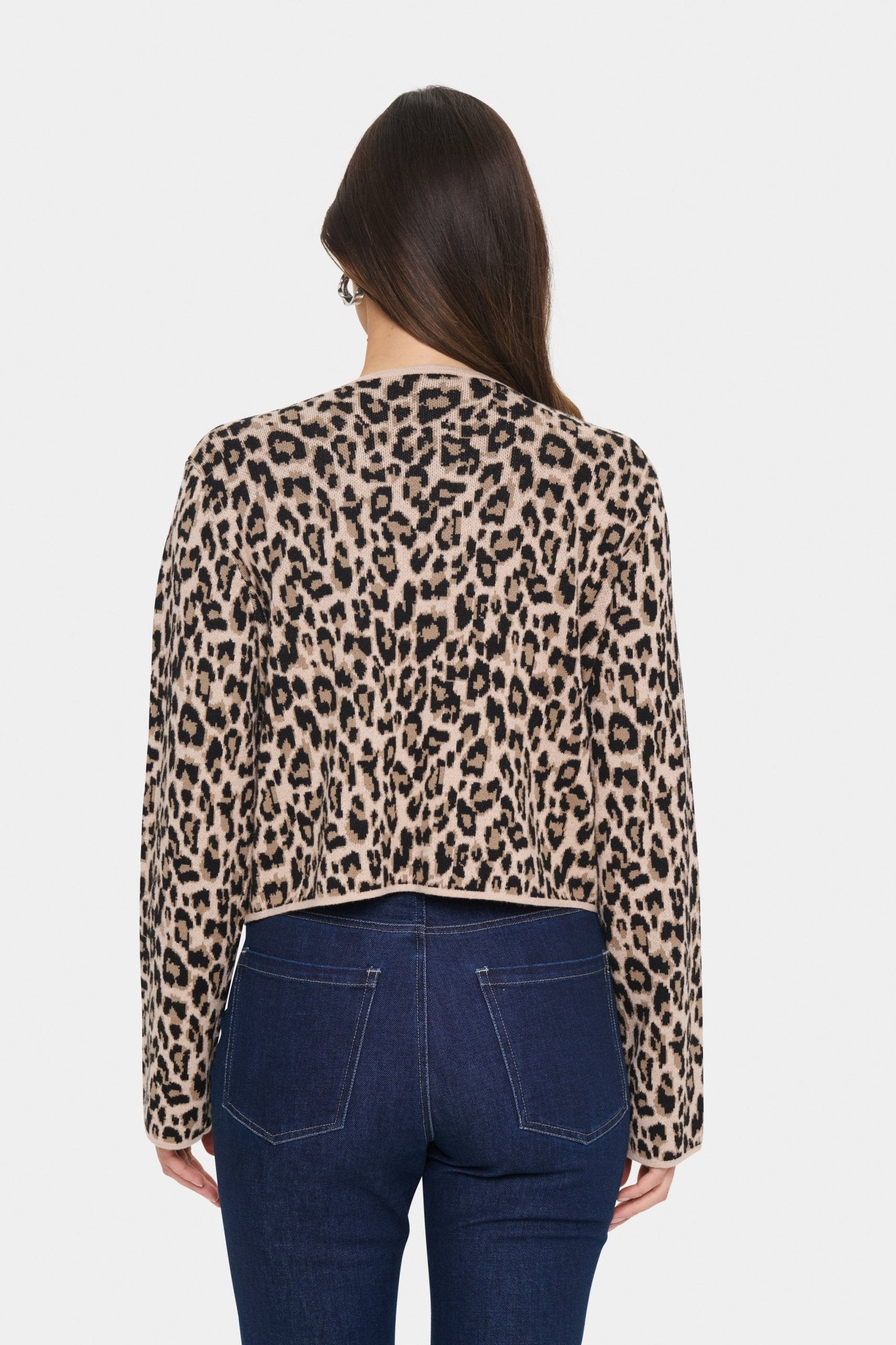 picture of Saint Tropez Lydia Cardigan - Black leopard Jacquard - Number Two - womens - fashion - ethical - clothing - Saint
