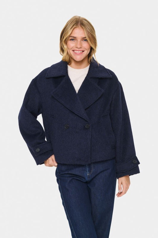 picture of Saint Tropez LiraSZ Short Wool Coat - Night Sky - Number Two - womens - fashion - clothing - Saint Tropez 1