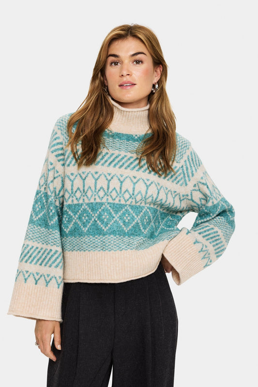 picture of Saint Tropez Micha Rollneck Pullover - Aqua Haze Melange - Number Two - womens - fashion - clothing - Saint Tropez 1