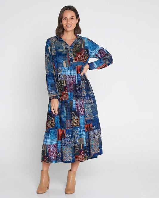 picture of Orientique Collar Maxi Dress Digital Print Cord - California Dreaming - Number Two - womens - fashion - clothing - Orientique 1