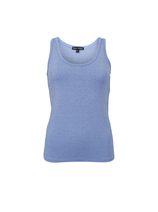 Black Colour FAYE Lurex Vest Top-Light Blue