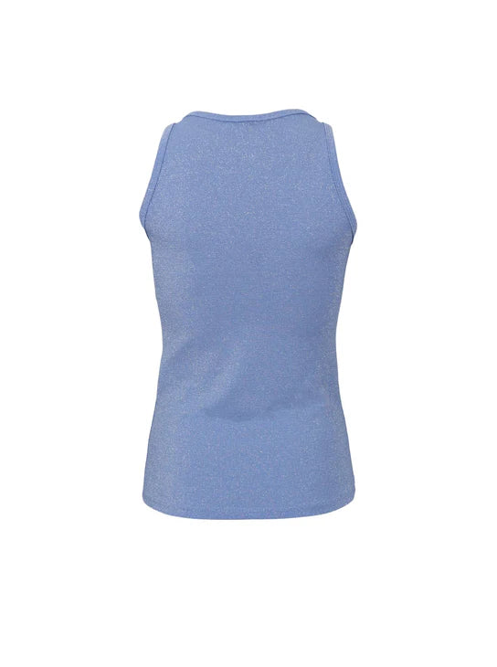 Black Colour FAYE Lurex Vest Top-Light Blue