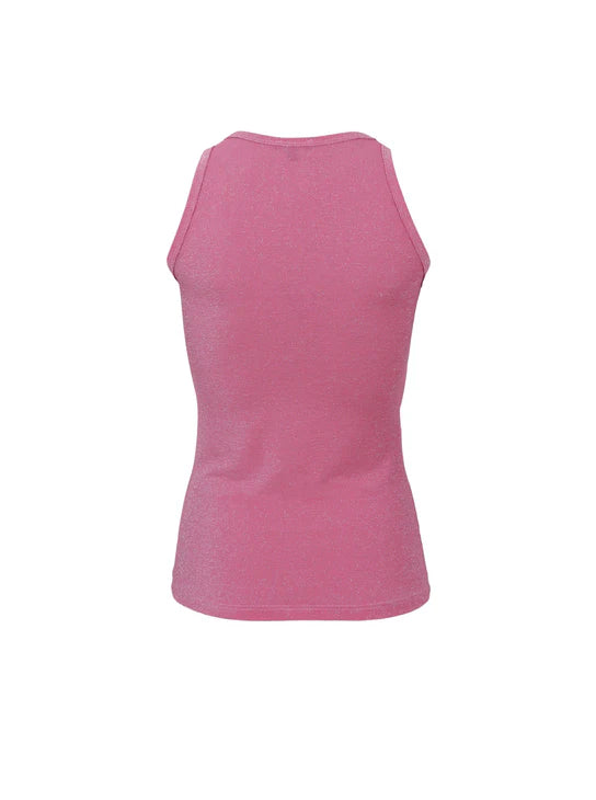 Black Colour FAYE Lurex Vest Top- Soft Pink