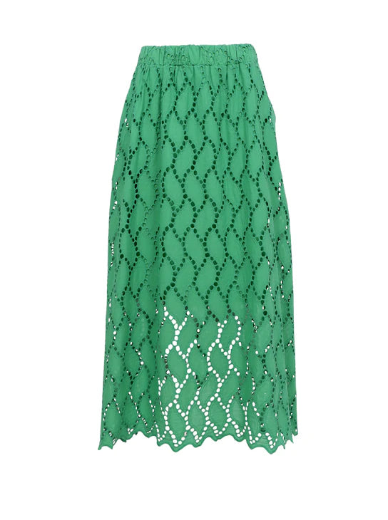 Black Colour Freya Cut Out Lace Skirt - Green