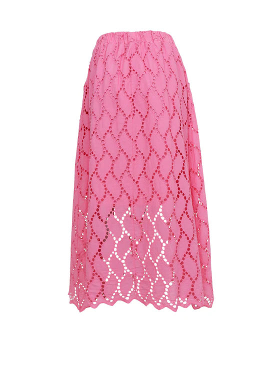 Black Colour Freya Cut Out Lace Skirt - Pink