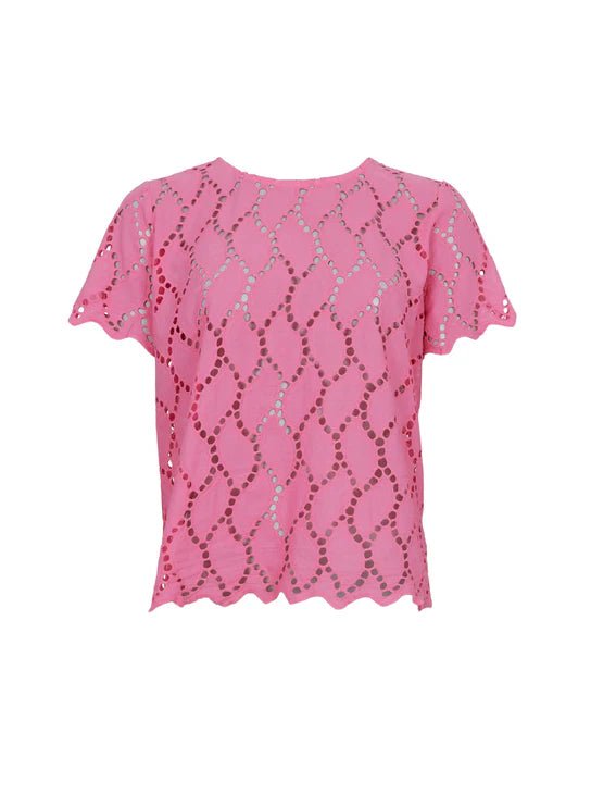 picture of Black Colour Freya Cut Out Lace Tee Blouse - Pink - Number Two - womens - fashion - ethical - clothing - Black Co