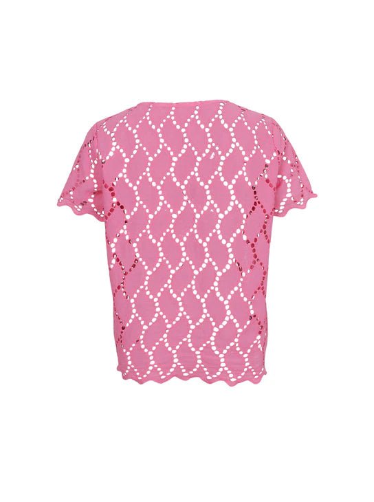 picture of Black Colour Freya Cut Out Lace Tee Blouse - Pink - Number Two - womens - fashion - ethical - clothing - Black Co