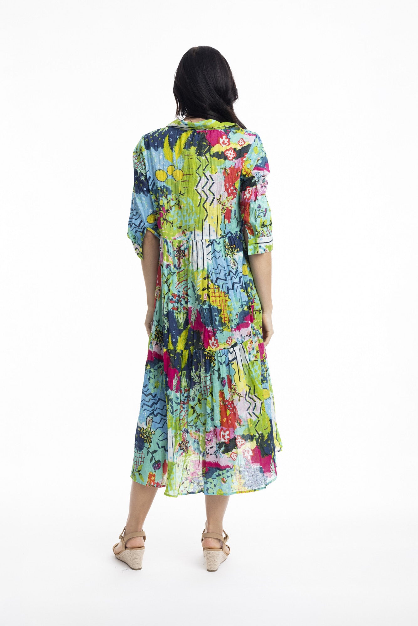 Orientique Elafonissi Dress Midi Collar Dress Multi