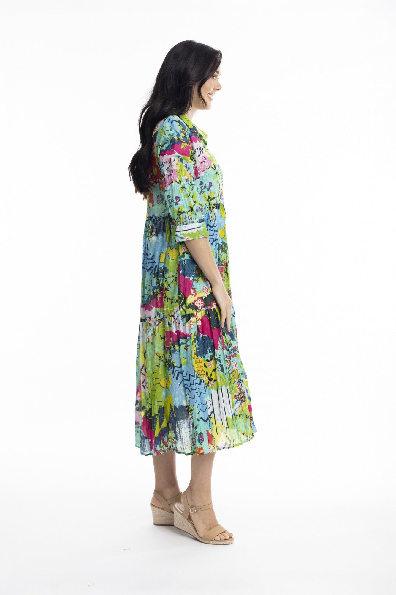 Orientique Elafonissi Dress Midi Collar Dress Multi
