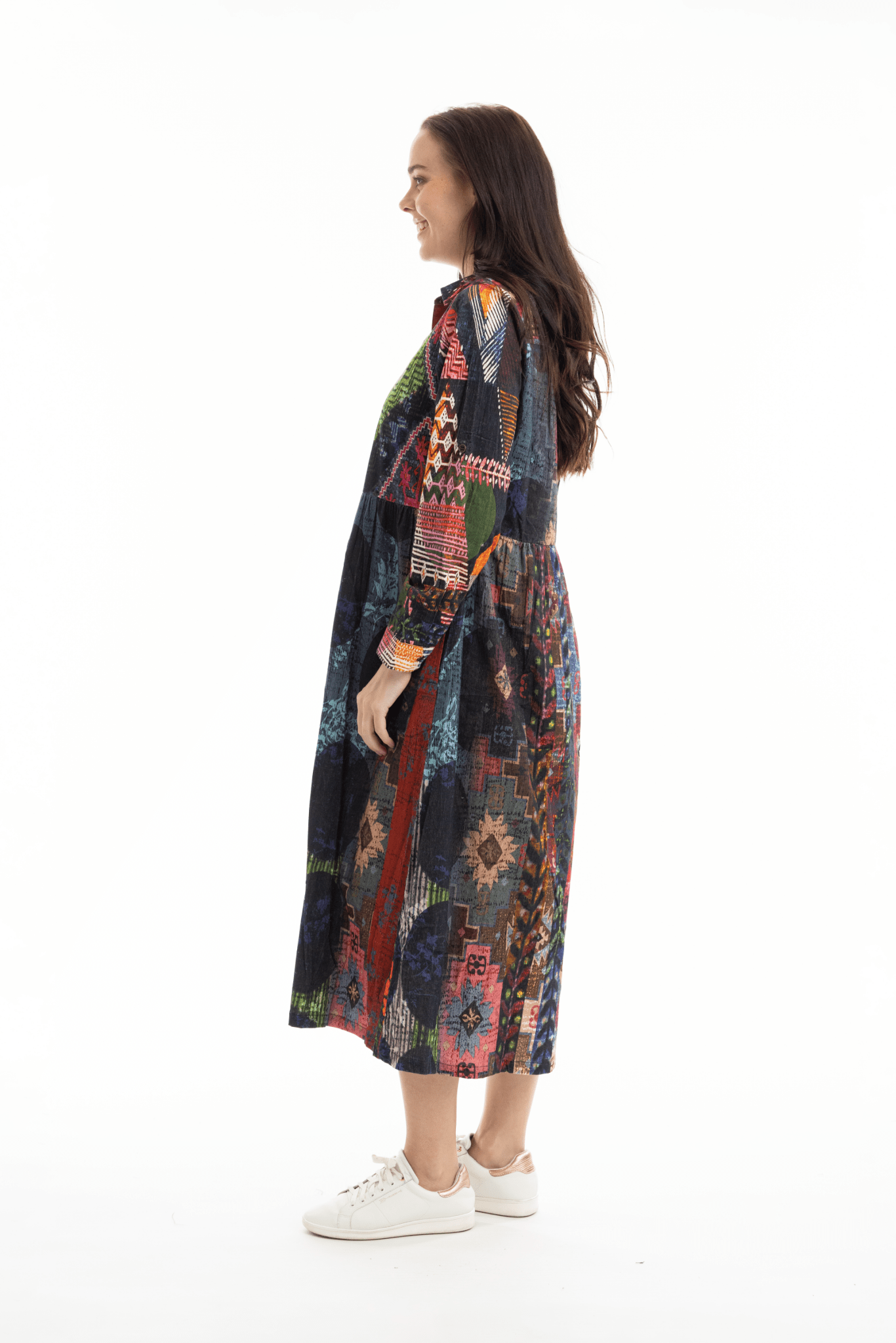 picture of Orientique Collar Dress Digital Print Cord - Mosaic - Number Two - womens - fashion - clothing - Orientique 2