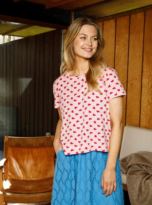 picture of Black Colour ZELDA T-Shirt - Pink Heart - Number Two - womens - fashion - clothing - Black Colour 1