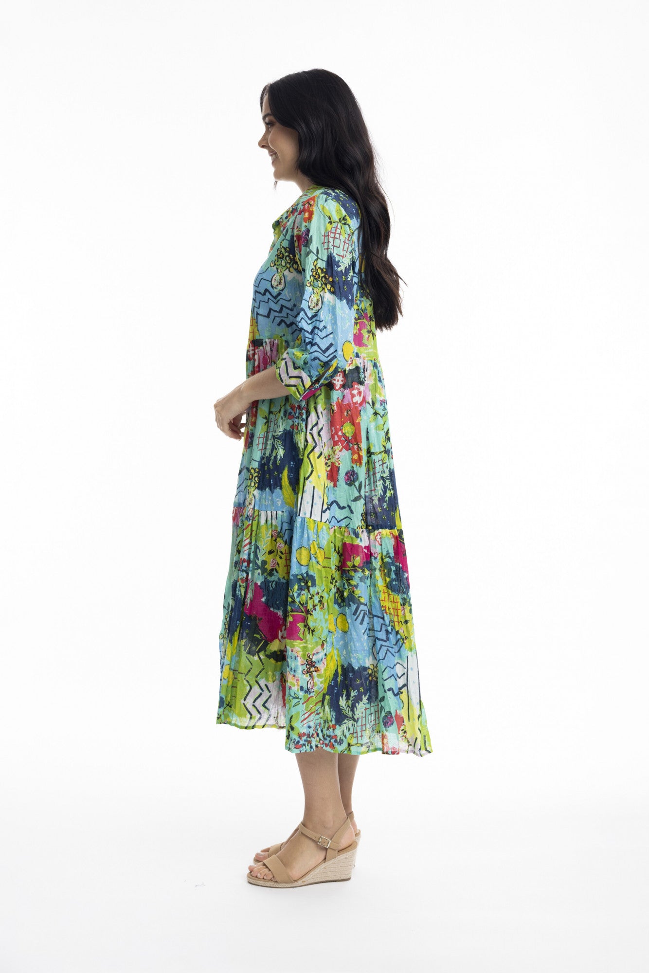 Orientique Elafonissi Dress Midi Collar Dress Multi