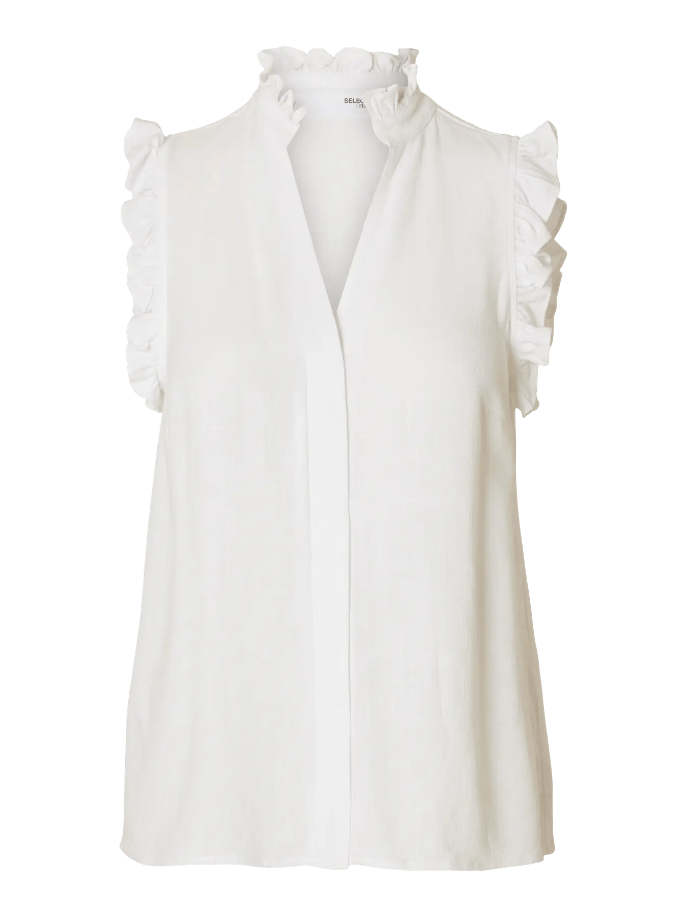 Selected Femme Viva Ruffle Top Snow White