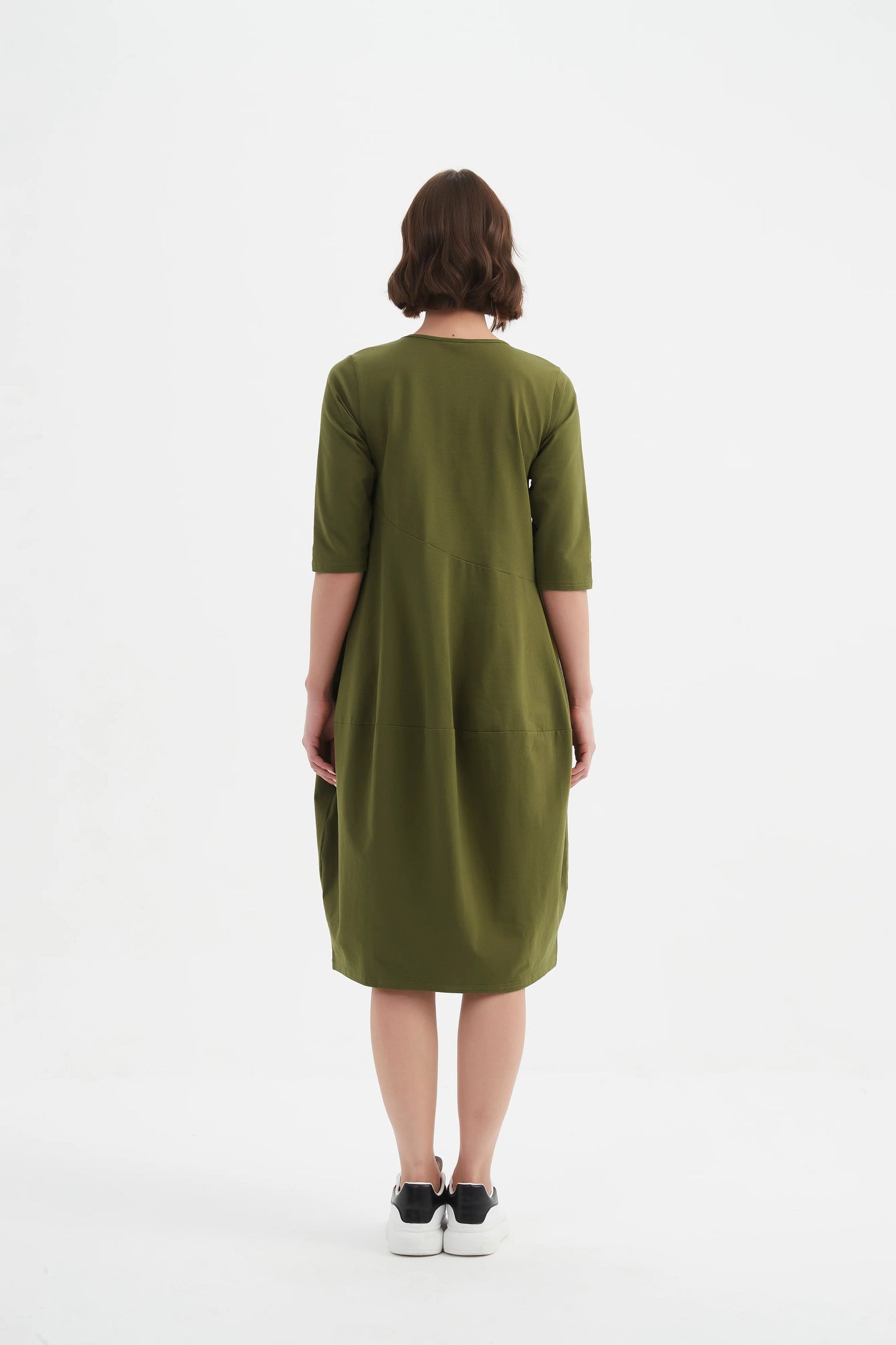 picture of Tirelli Diagonal Seam Winter Dress - Khaki - Number Two - womens - fashion - clothing - Tirelli 5