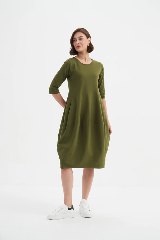 picture of Tirelli Diagonal Seam Winter Dress - Khaki - Number Two - womens - fashion - clothing - Tirelli 1