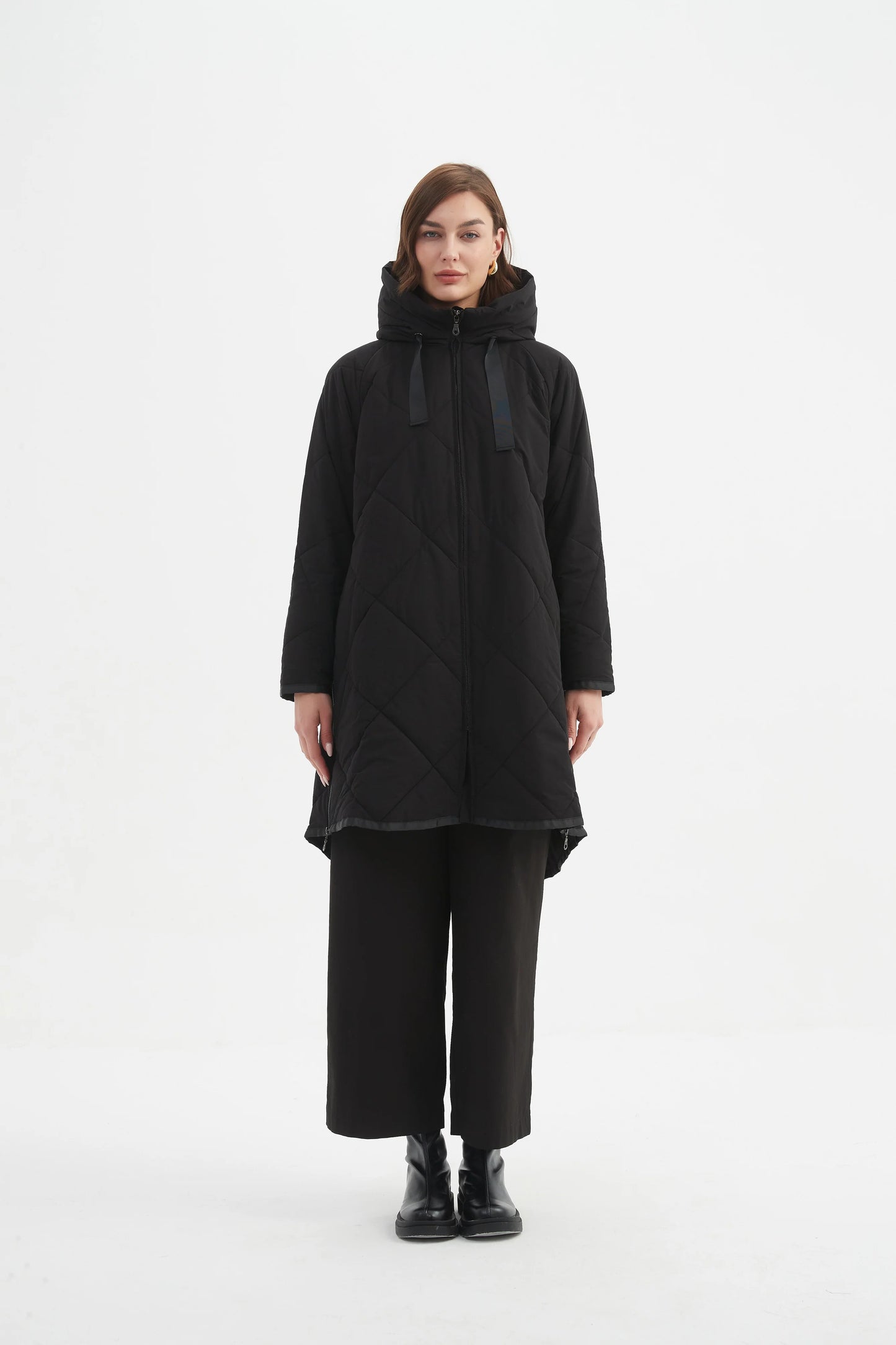 picture of Tirelli Zip Hem Winter Coat - Black - Number Two - womens - fashion - clothing - Tirelli 4