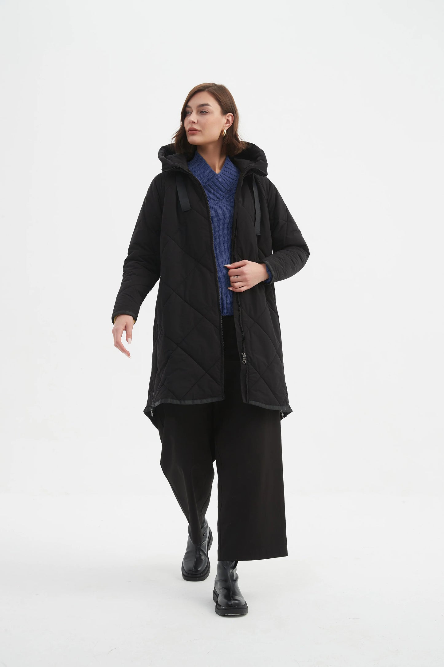 picture of Tirelli Zip Hem Winter Coat - Black - Number Two - womens - fashion - clothing - Tirelli 3