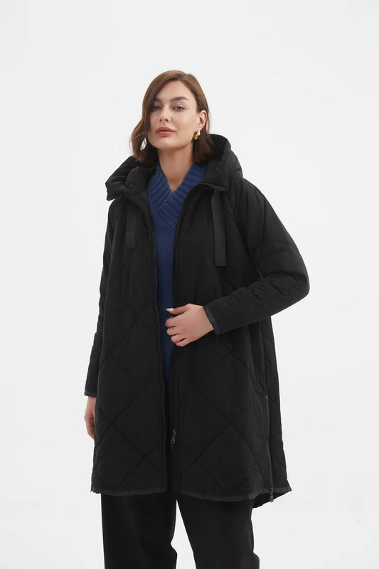 picture of Tirelli Zip Hem Winter Coat - Black - Number Two - womens - fashion - clothing - Tirelli 1