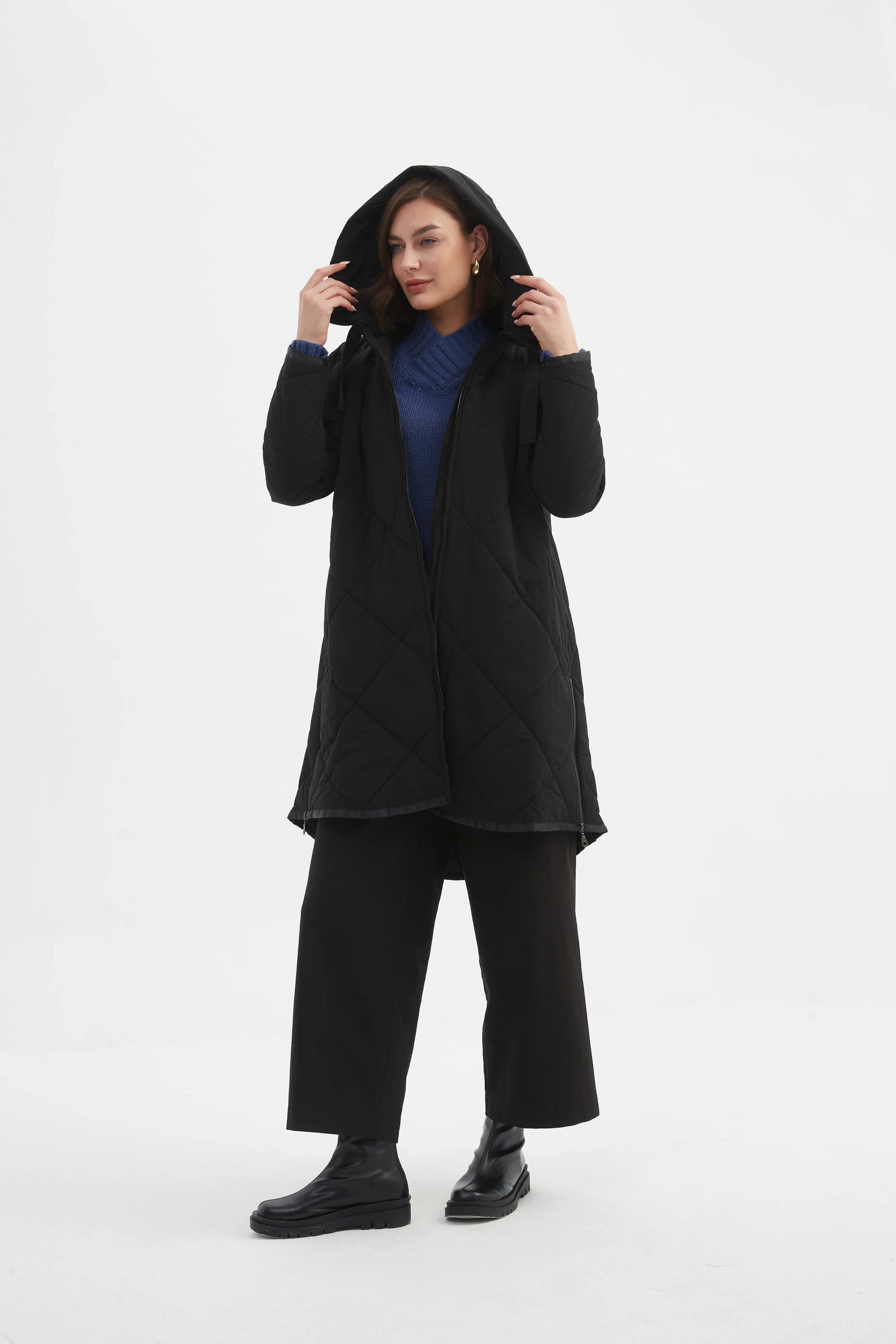 picture of Tirelli Zip Hem Winter Coat - Black - Number Two - womens - fashion - clothing - Tirelli 2