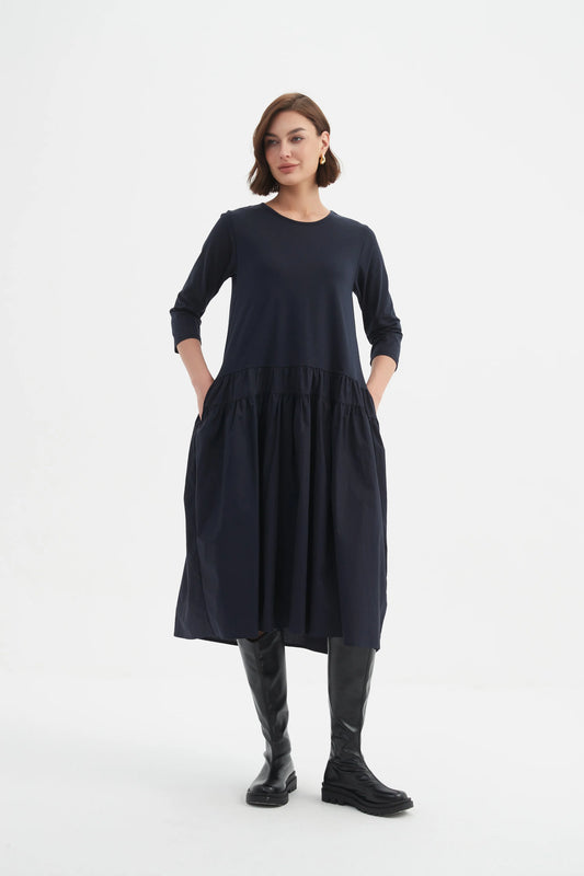 picture of Tirelli Drop Waist Combi Dress - Navy - Number Two - womens - fashion - clothing - Tirelli 1