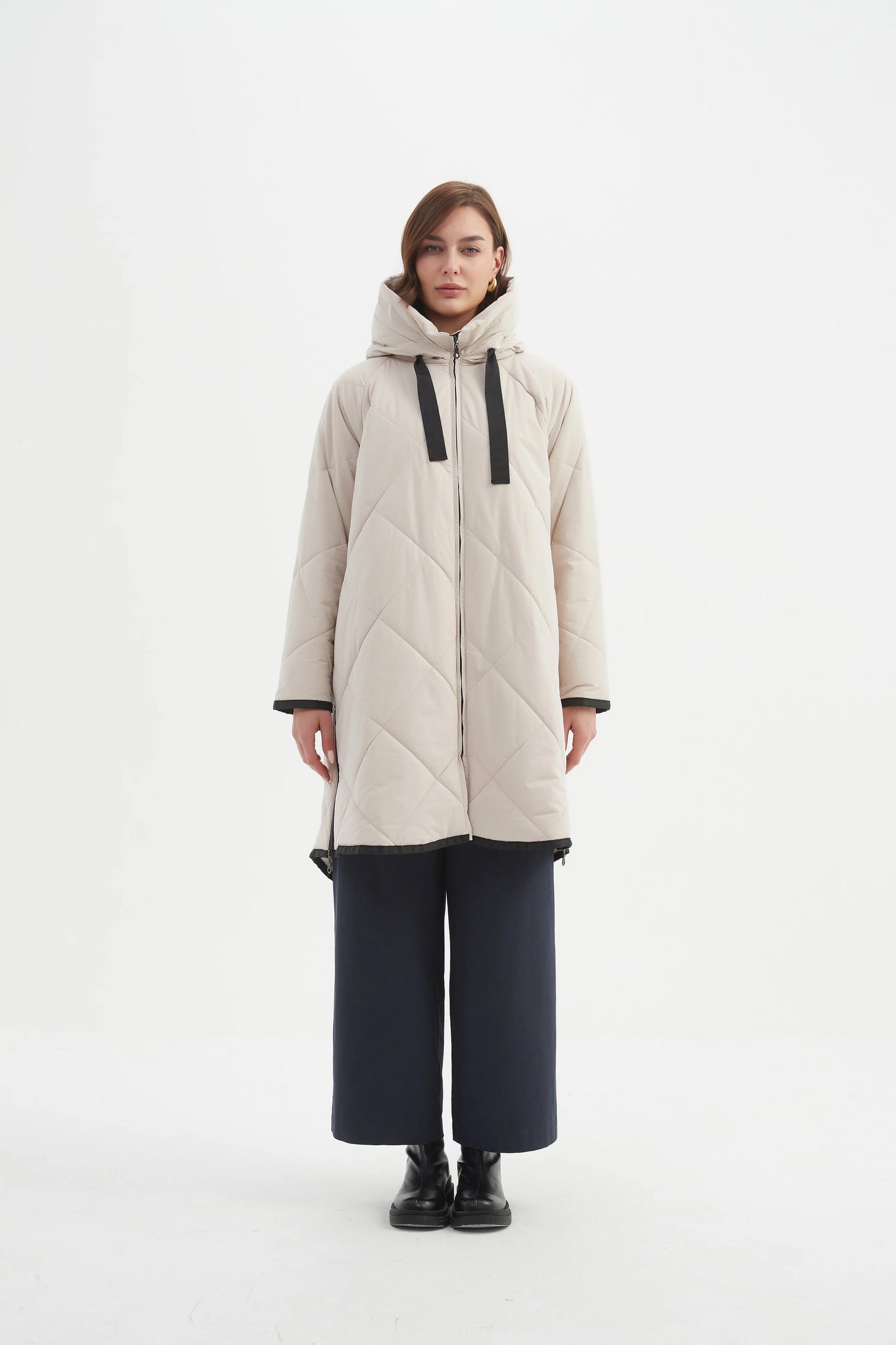 picture of Tirelli Zip Hem Winter Coat - Cream - Number Two - womens - fashion - clothing - Tirelli 4