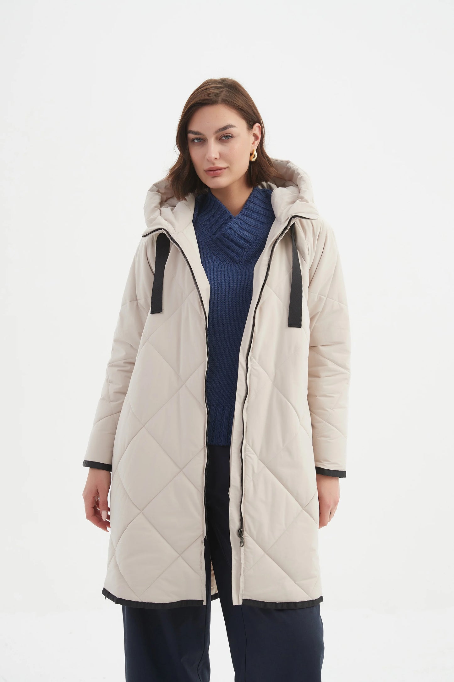 picture of Tirelli Zip Hem Winter Coat - Cream - Number Two - womens - fashion - clothing - Tirelli 2