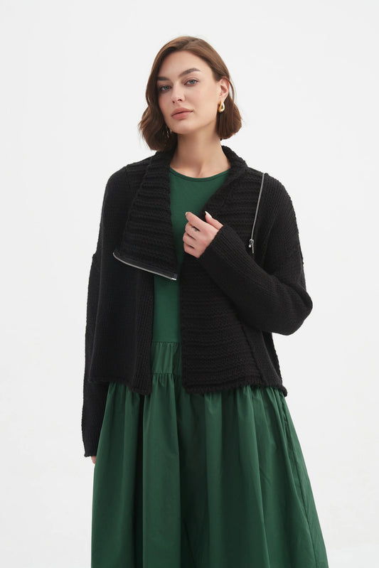 picture of Tirelli Zip Collar Cardigan - Black - Number Two - womens - fashion - clothing - Tirelli 1