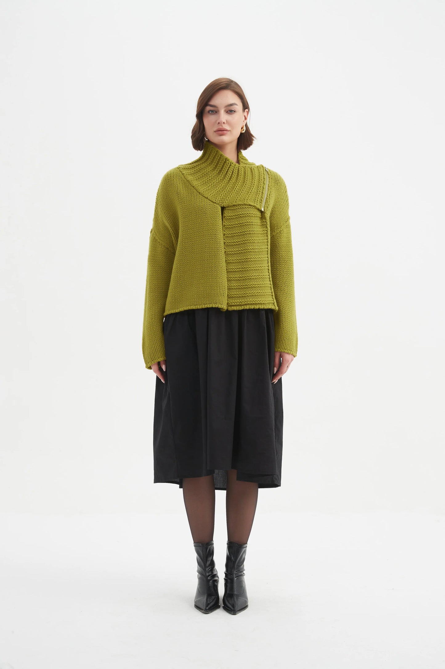 picture of Tirelli Zip Collar Cardigan - Chartreuse - Number Two - womens - fashion - clothing - Tirelli 3