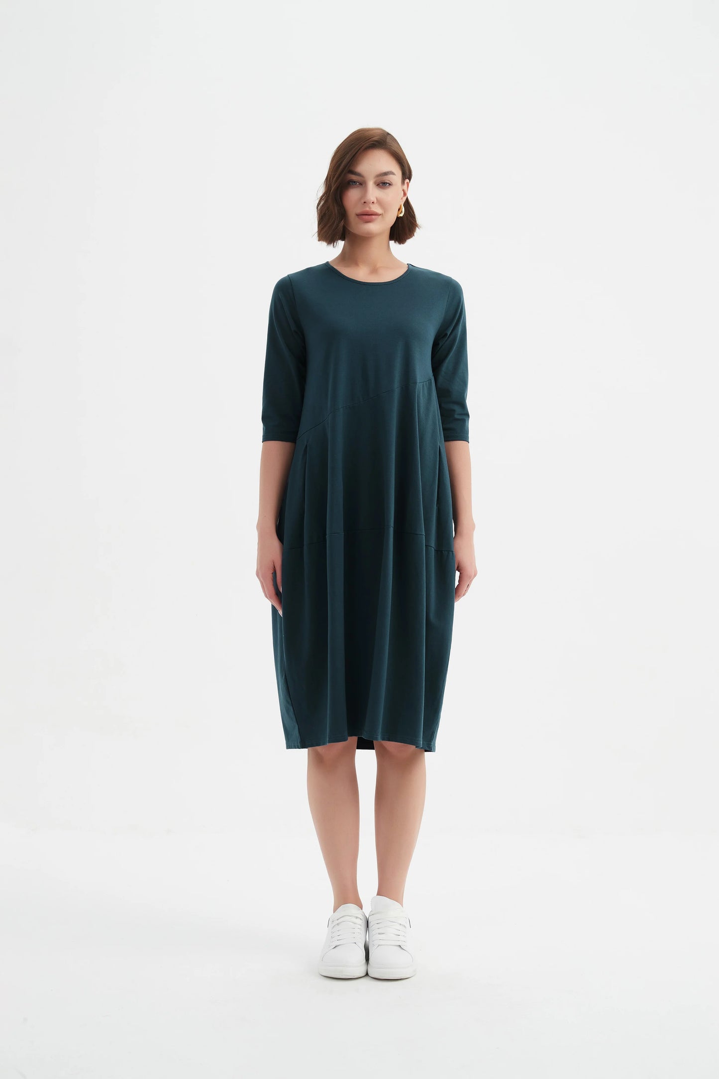 picture of Tirelli Diagonal Seam Winter Dress - Deep Ocean - Number Two - womens - fashion - clothing - Tirelli 2