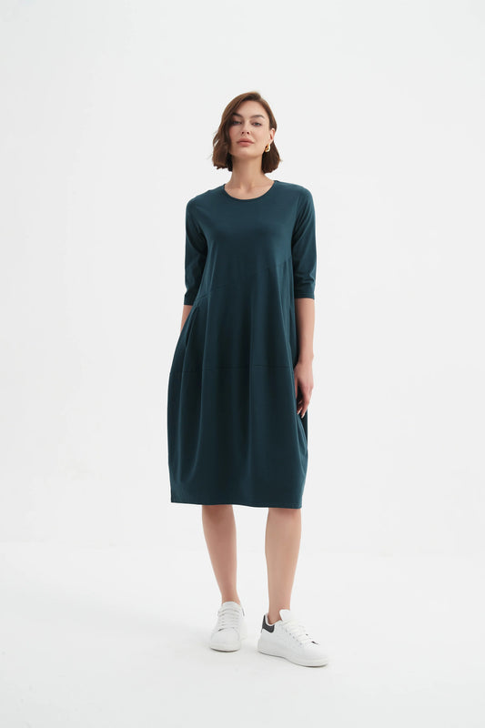picture of Tirelli Diagonal Seam Winter Dress - Deep Ocean - Number Two - womens - fashion - clothing - Tirelli 1