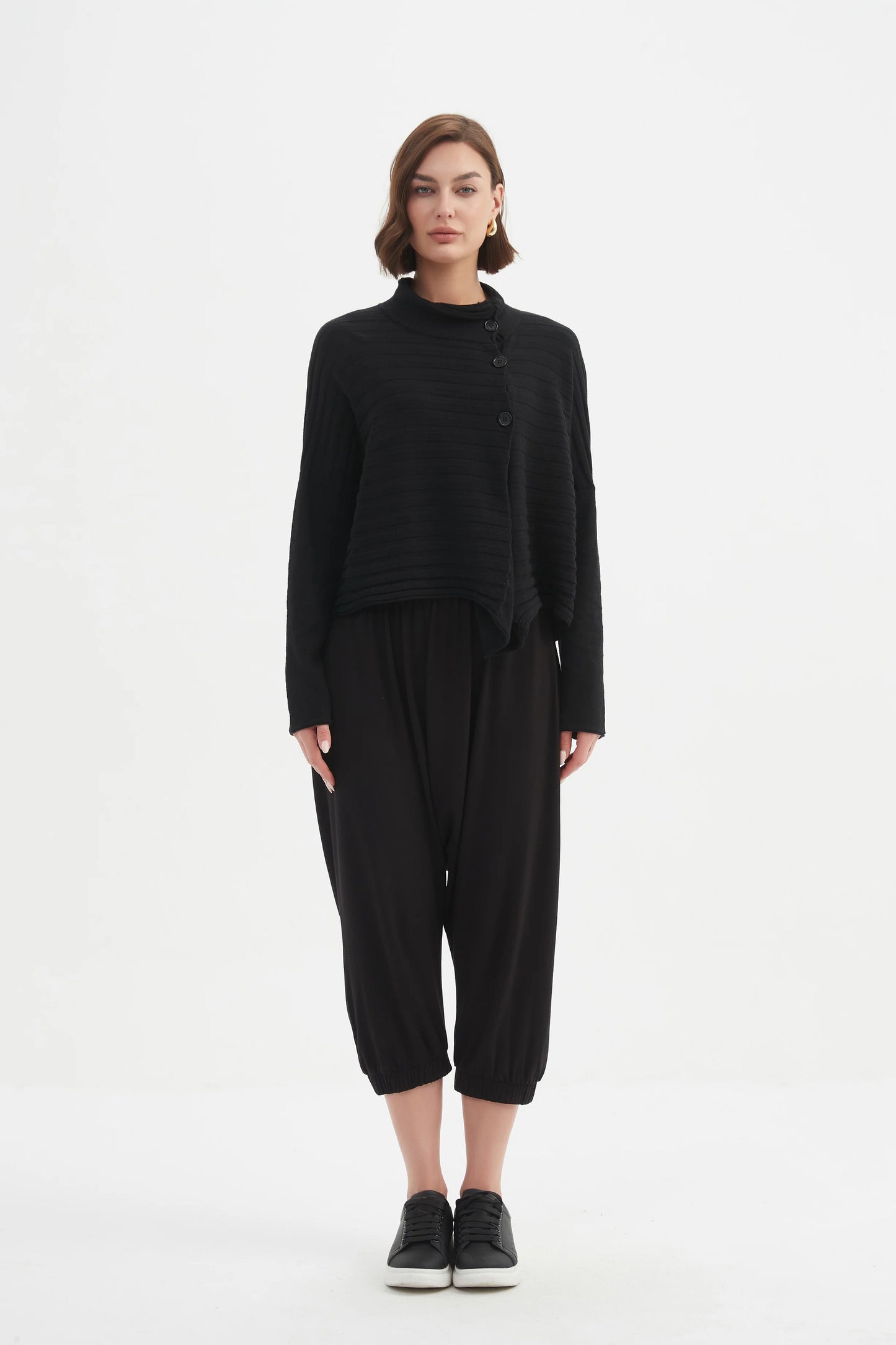 picture of Tirelli Cowl Neck Button Knit - Black - Number Two - womens - fashion - clothing - Tirelli 3