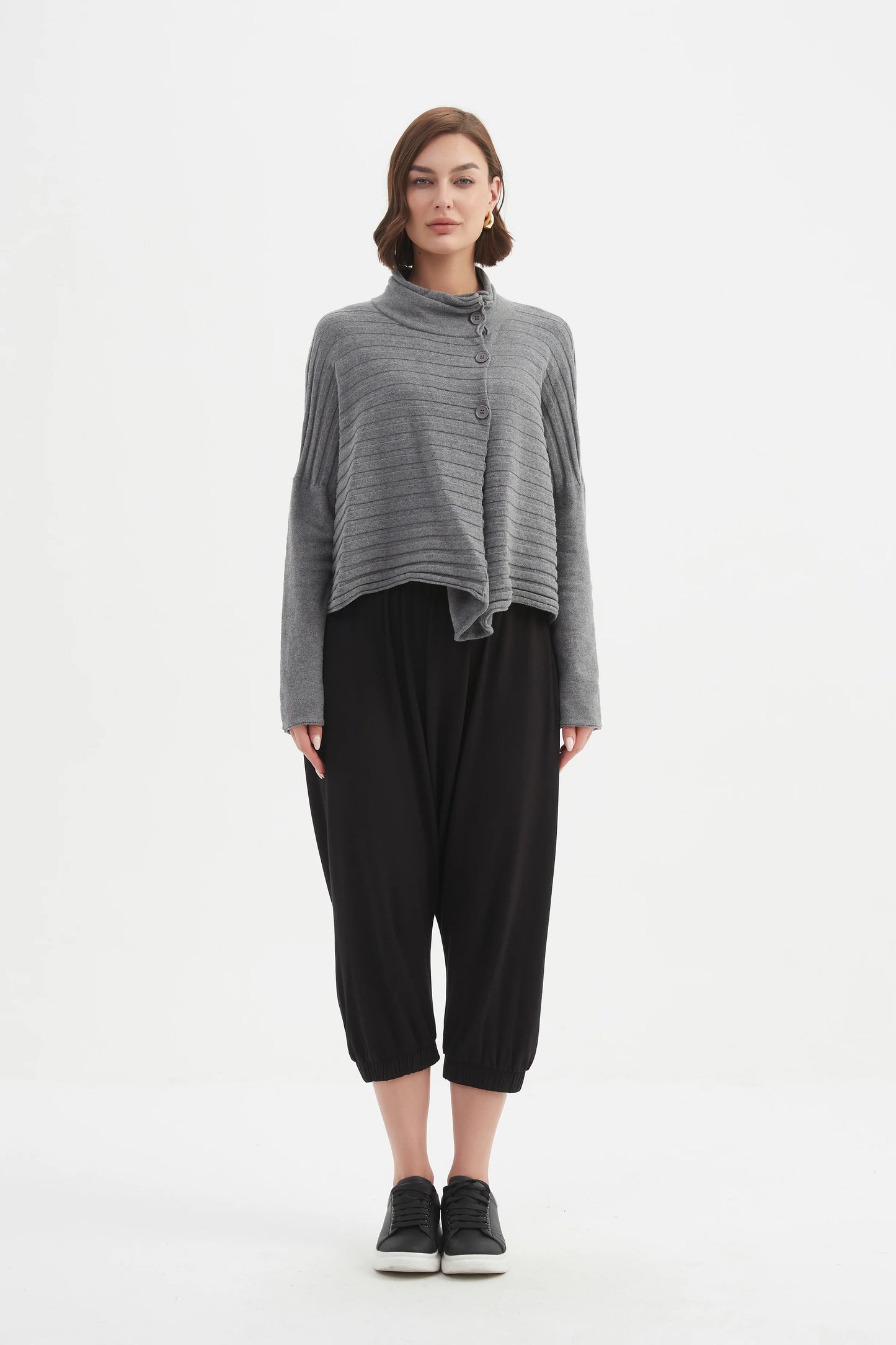 picture of Tirelli Cowl Neck Button Knit - Grey - Number Two - womens - fashion - clothing - Tirelli 3