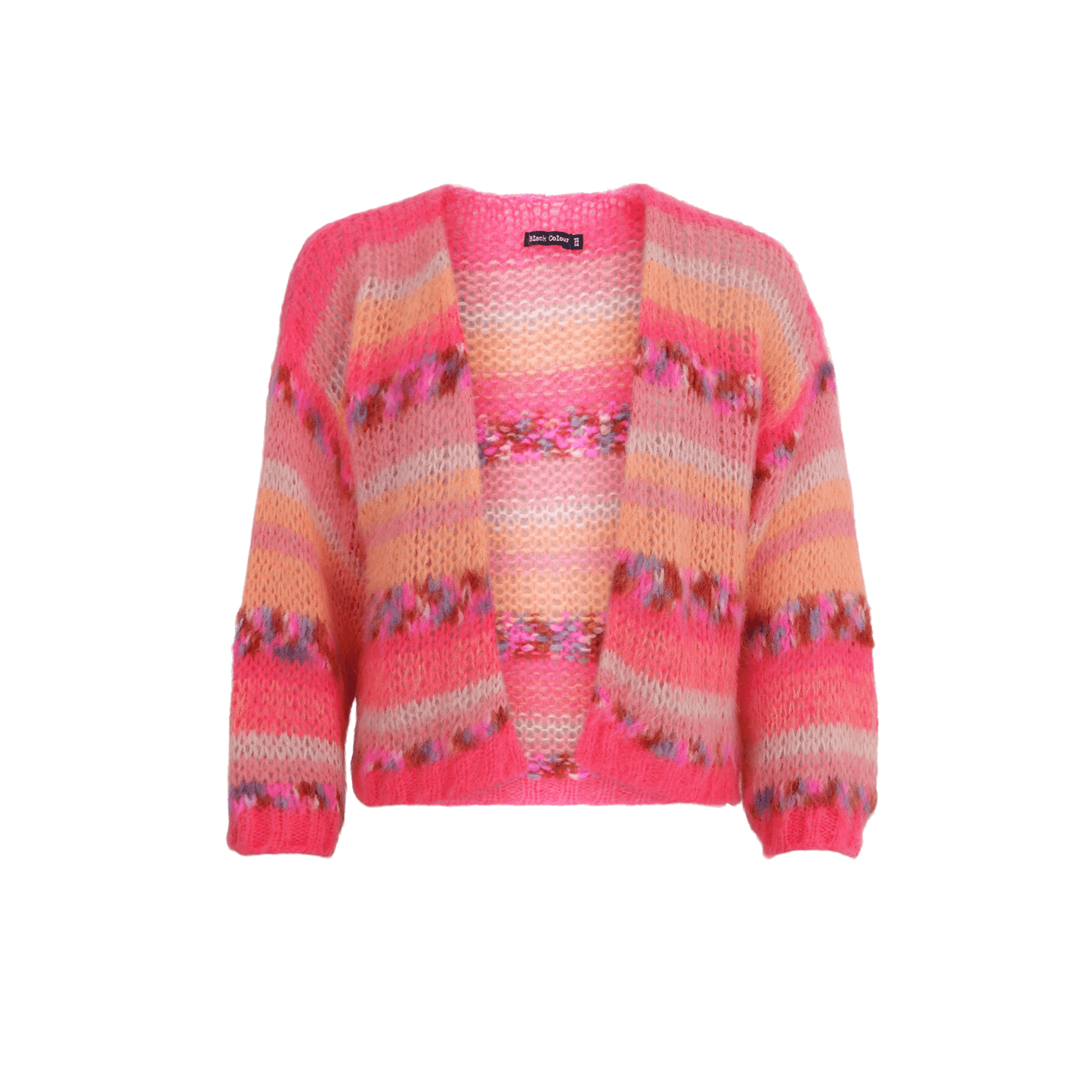 picture of Black Colour LAGOON multi striped cardigan - Peach Multi - Number Two - womens - fashion - ethical - clothing -