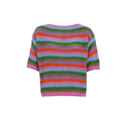 picture of Black Colour MADDY Multi Striped Jumper - Green Mix - Number Two - womens - fashion - ethical - clothing - Black