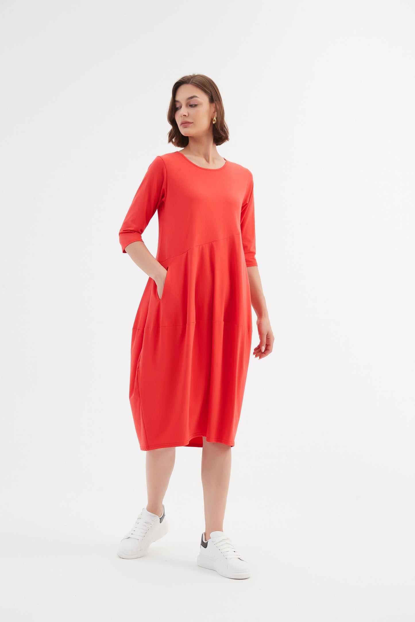 Tirelli Diagonal Seam Dress Strawberry