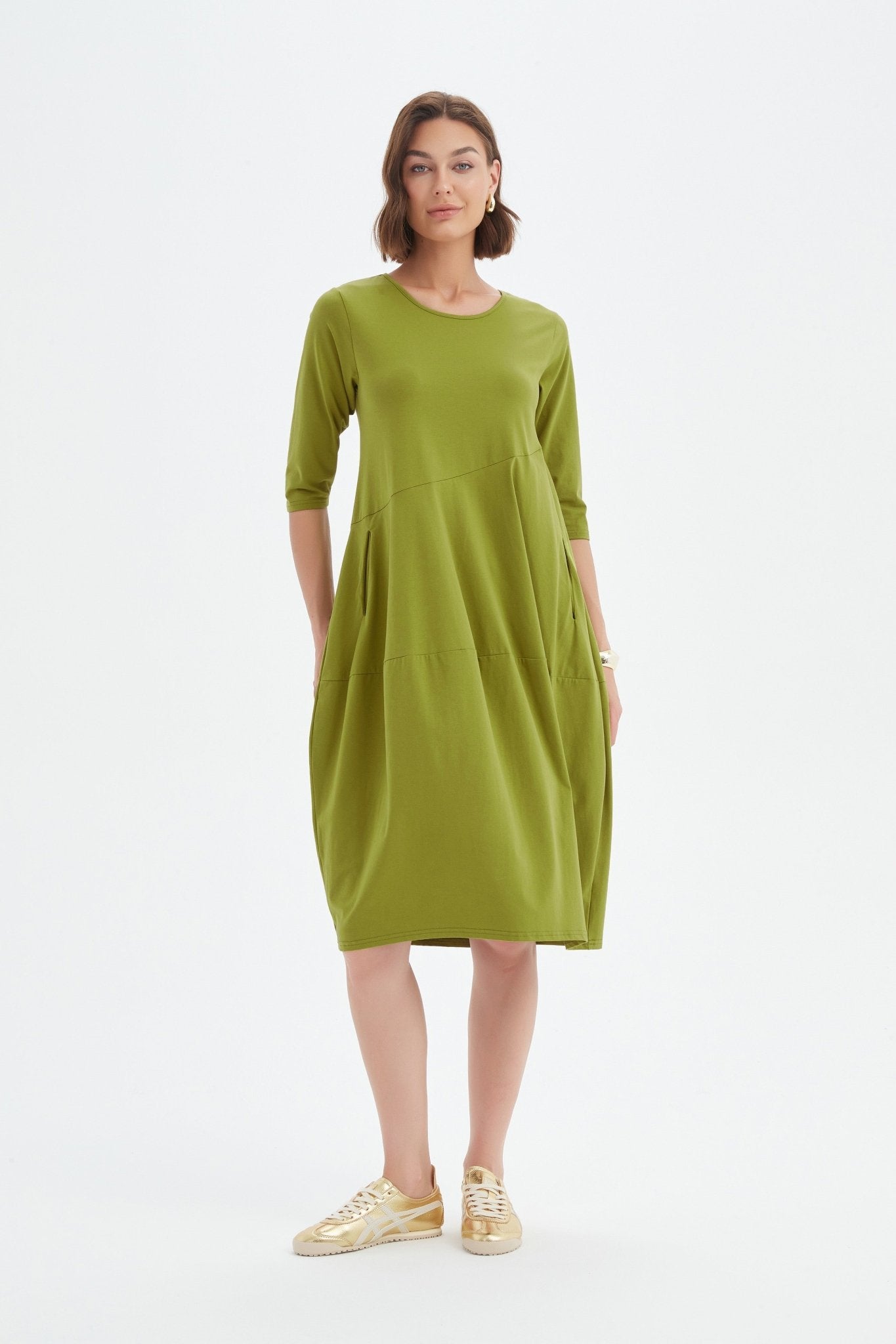 picture of Tirelli Diagonal Seam Summer Dress - Chartreuse - Number Two - womens - fashion - clothing - Tirelli 5