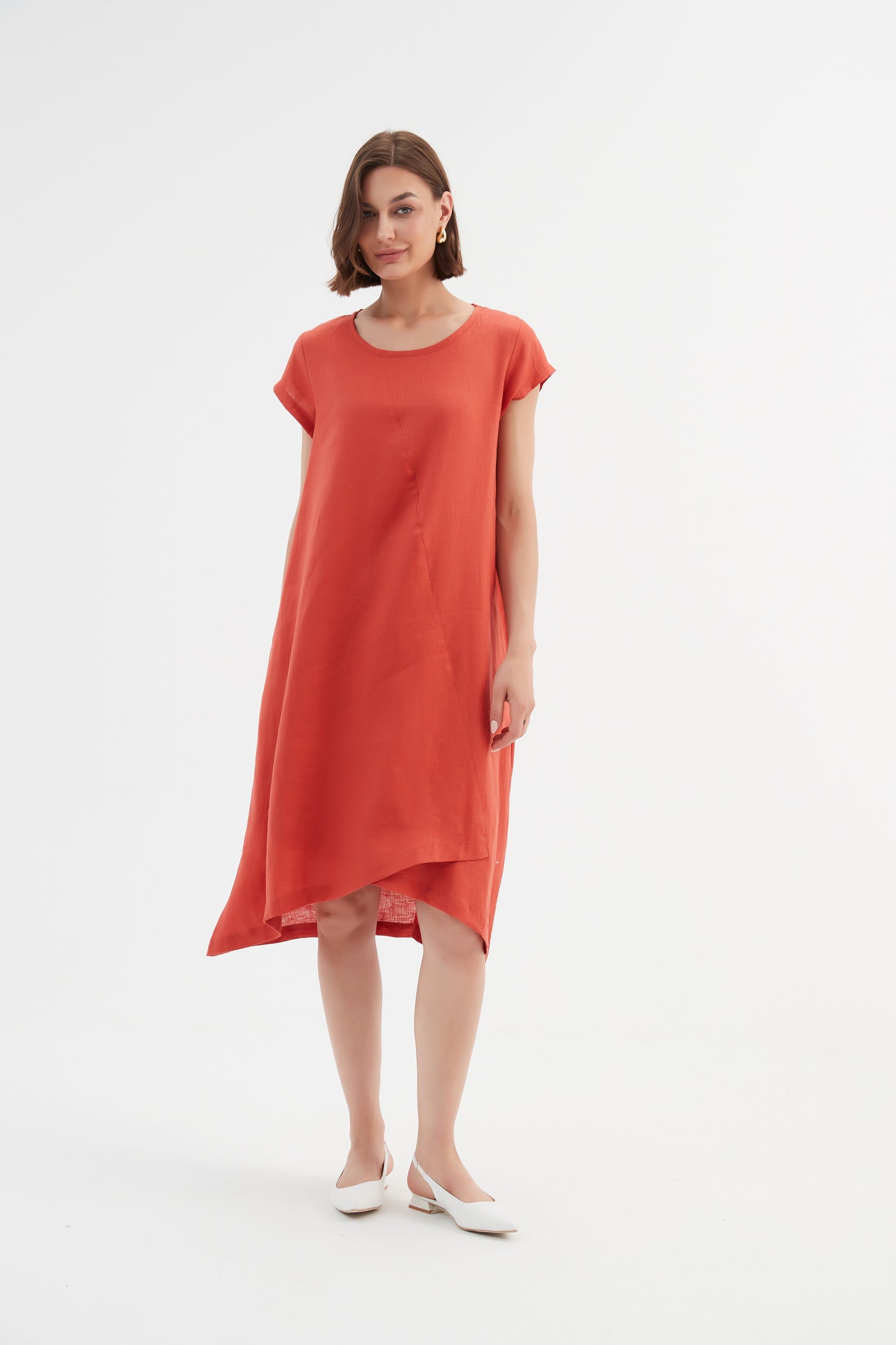 Tirelli Cross Front Detail Dress Vermillion