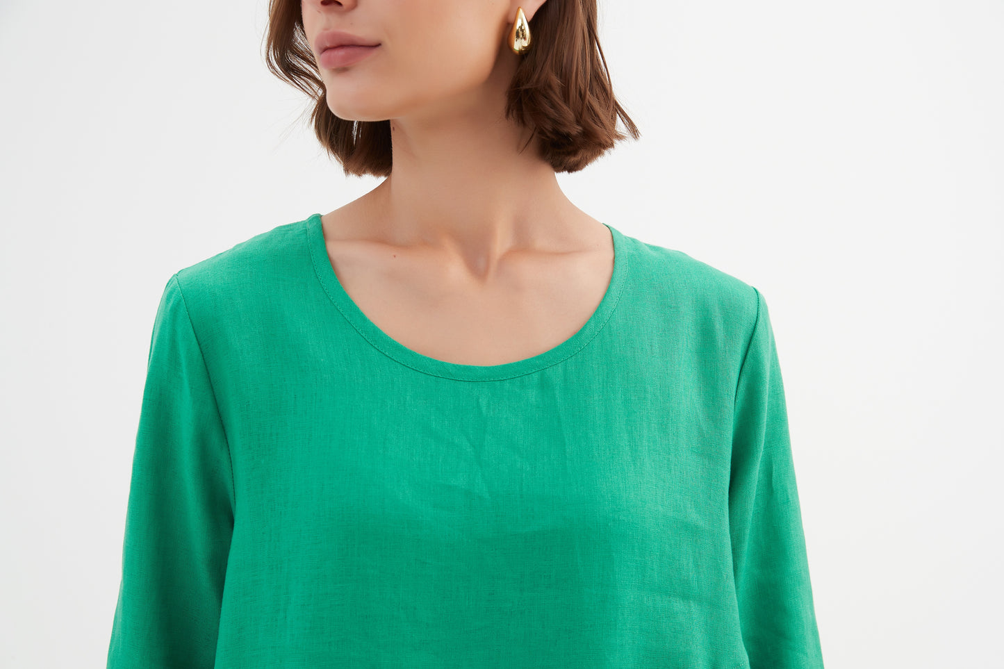 Tirelli Diagonal Seam Linen Dress Cool Green