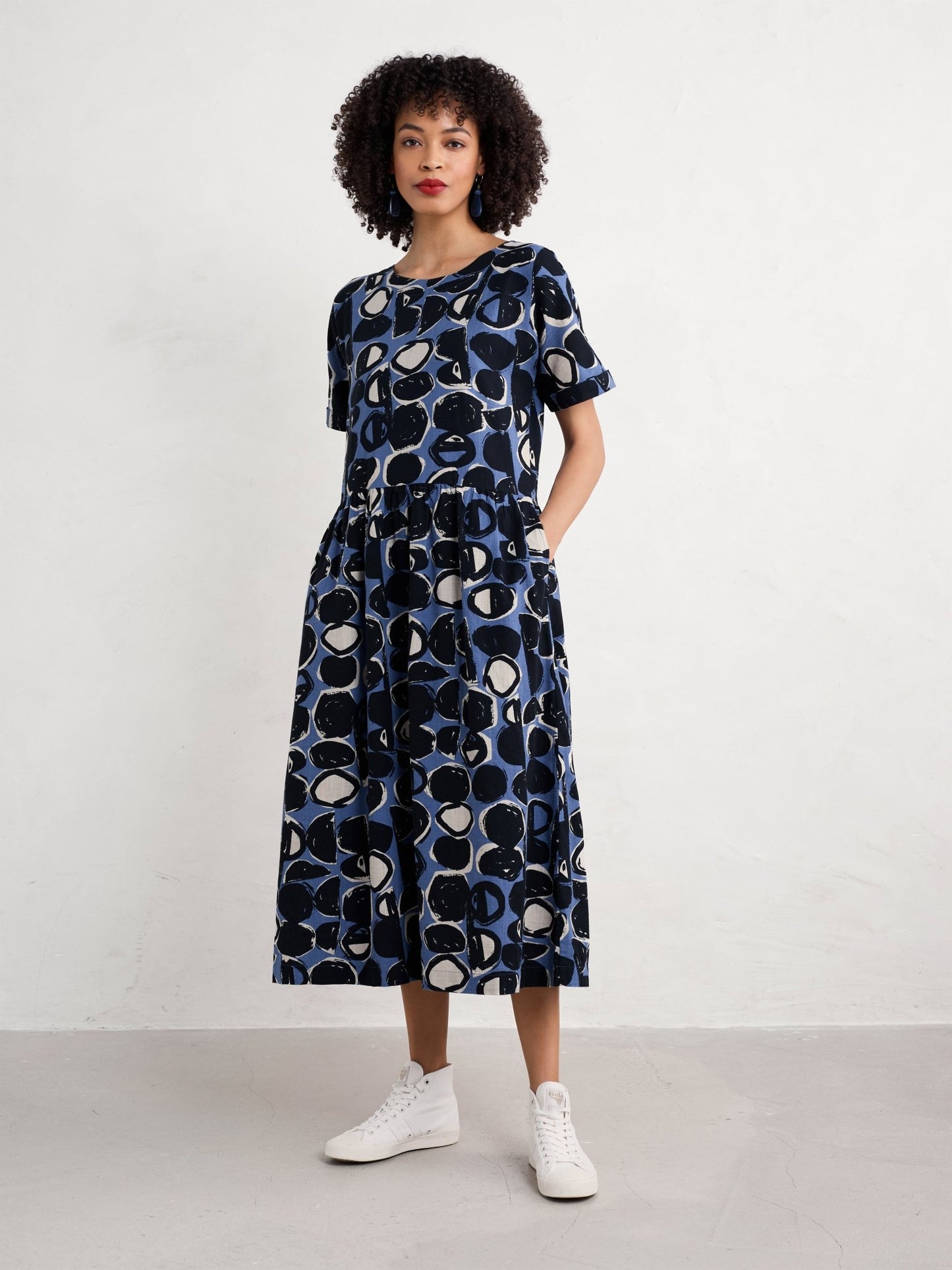 picture of Seasalt Brouse Dress Organic Cotton Pebble Monoprint Mussel - Number Two - womens - fashion - ethical - clothing