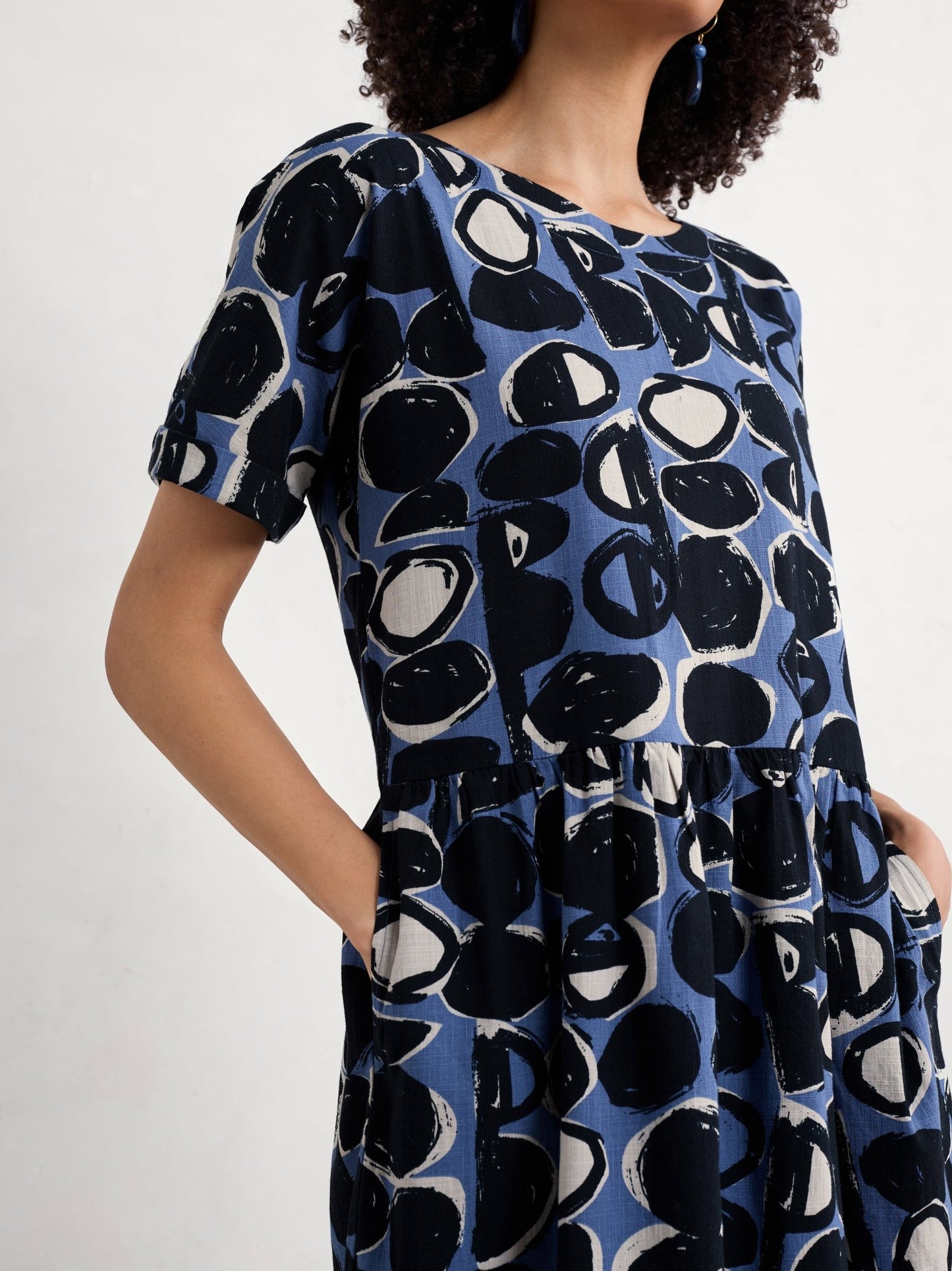 picture of Seasalt Brouse Dress Organic Cotton Pebble Monoprint Mussel - Number Two - womens - fashion - ethical - clothing