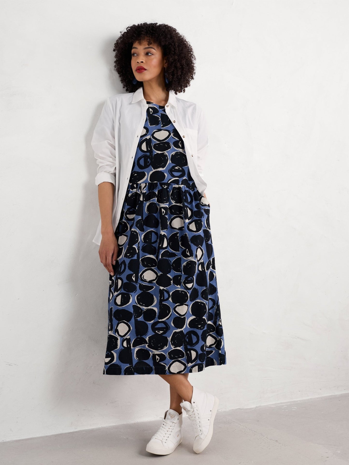 picture of Seasalt Brouse Dress Organic Cotton Pebble Monoprint Mussel - Number Two - womens - fashion - ethical - clothing