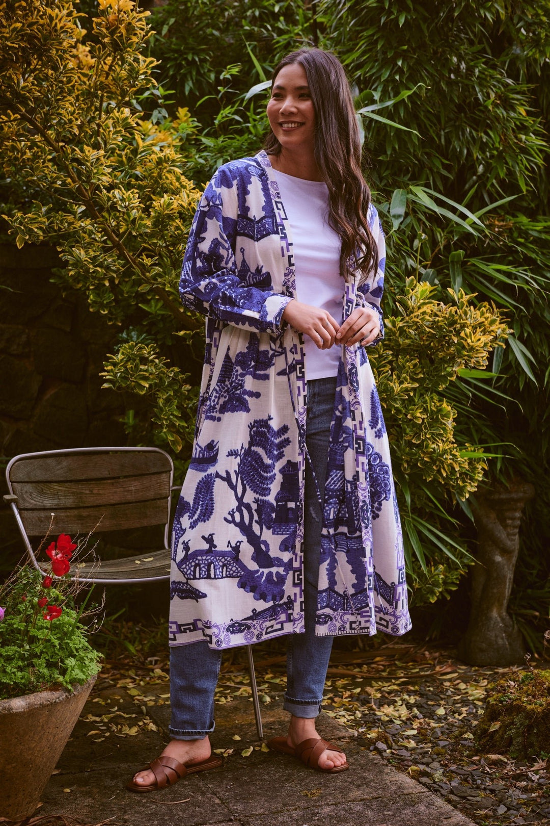 One Hundred Stars Duster Jacket Giant Willow Blue