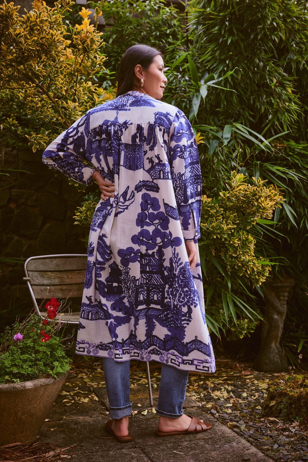 One Hundred Stars Duster Jacket Giant Willow Blue
