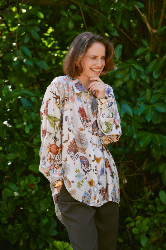 picture of One Hundred Stars Oversized Shirt Cornucopia Ivory - Number Two One Hundred Stars Oversized Shirt Cornucopia Ivory