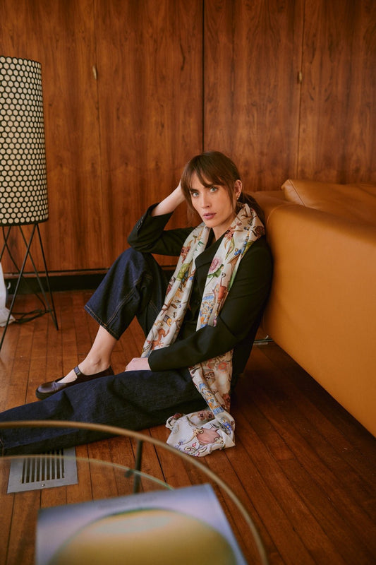 picture of One Hundred Stars Scarf Cornucopia Ivory - Number Two - womens - fashion - ethical - accessories - One Hundred