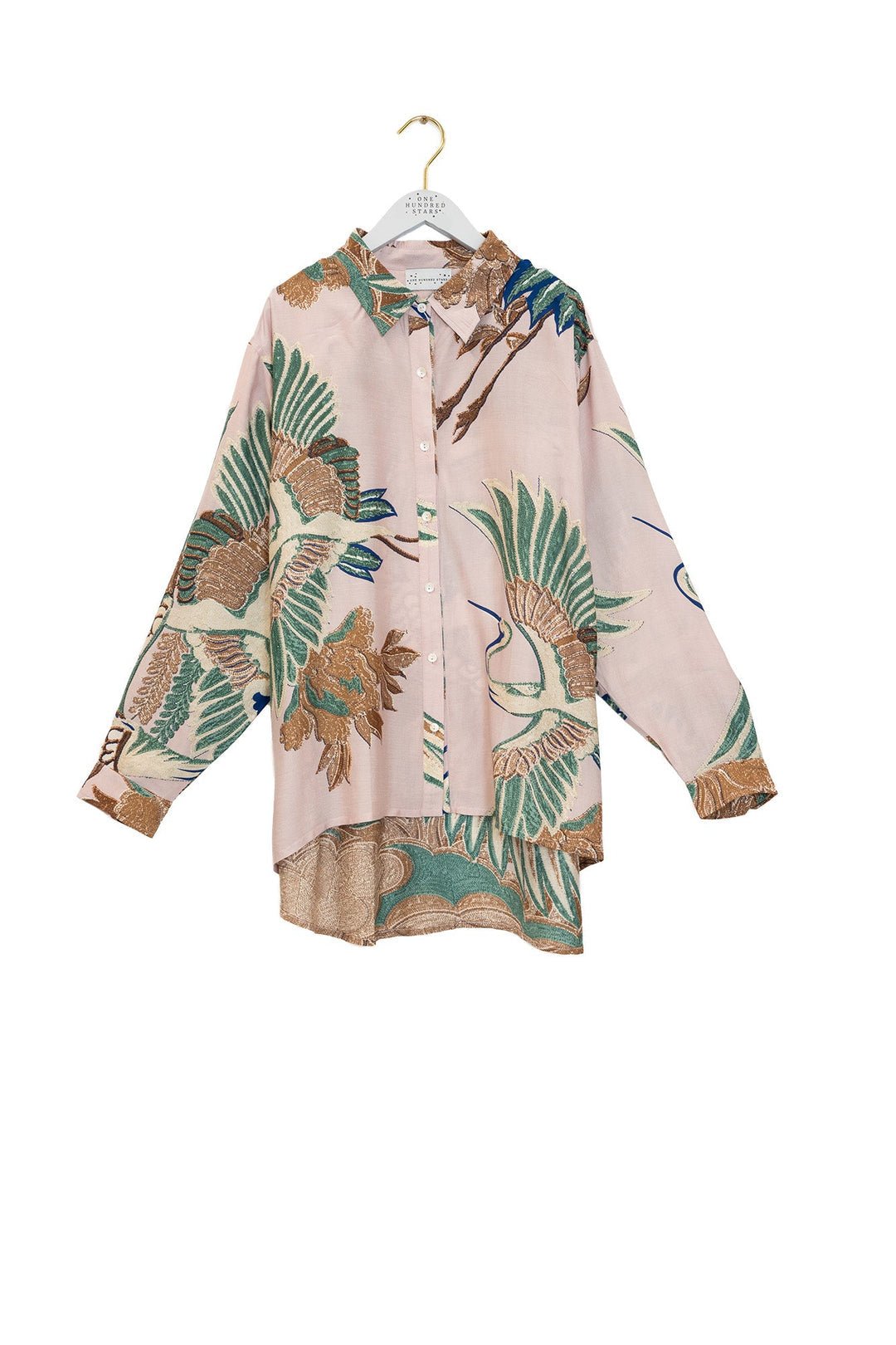 picture of One Hundred Stars Oversized Shirt Crane Plaster Pink - Number Two - womens - fashion - clothing - One Hundred Stars 4